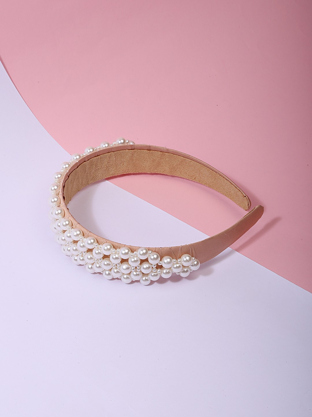 Assorted pearl embelished blush pink thick hair band