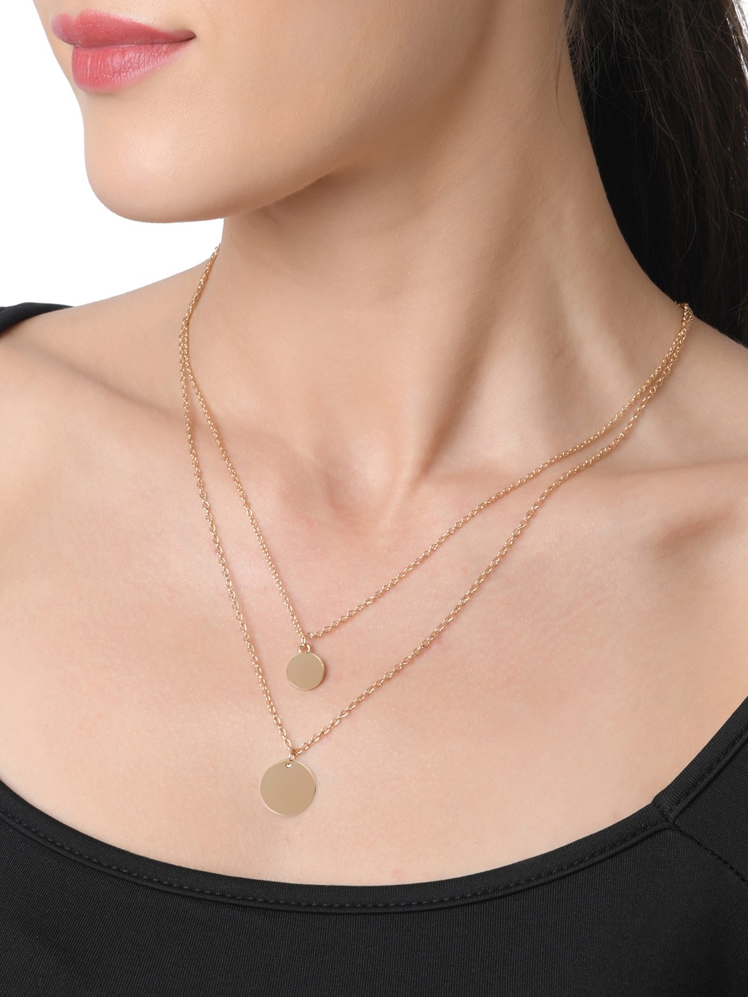 Gold toned two layered necklace with coin charm