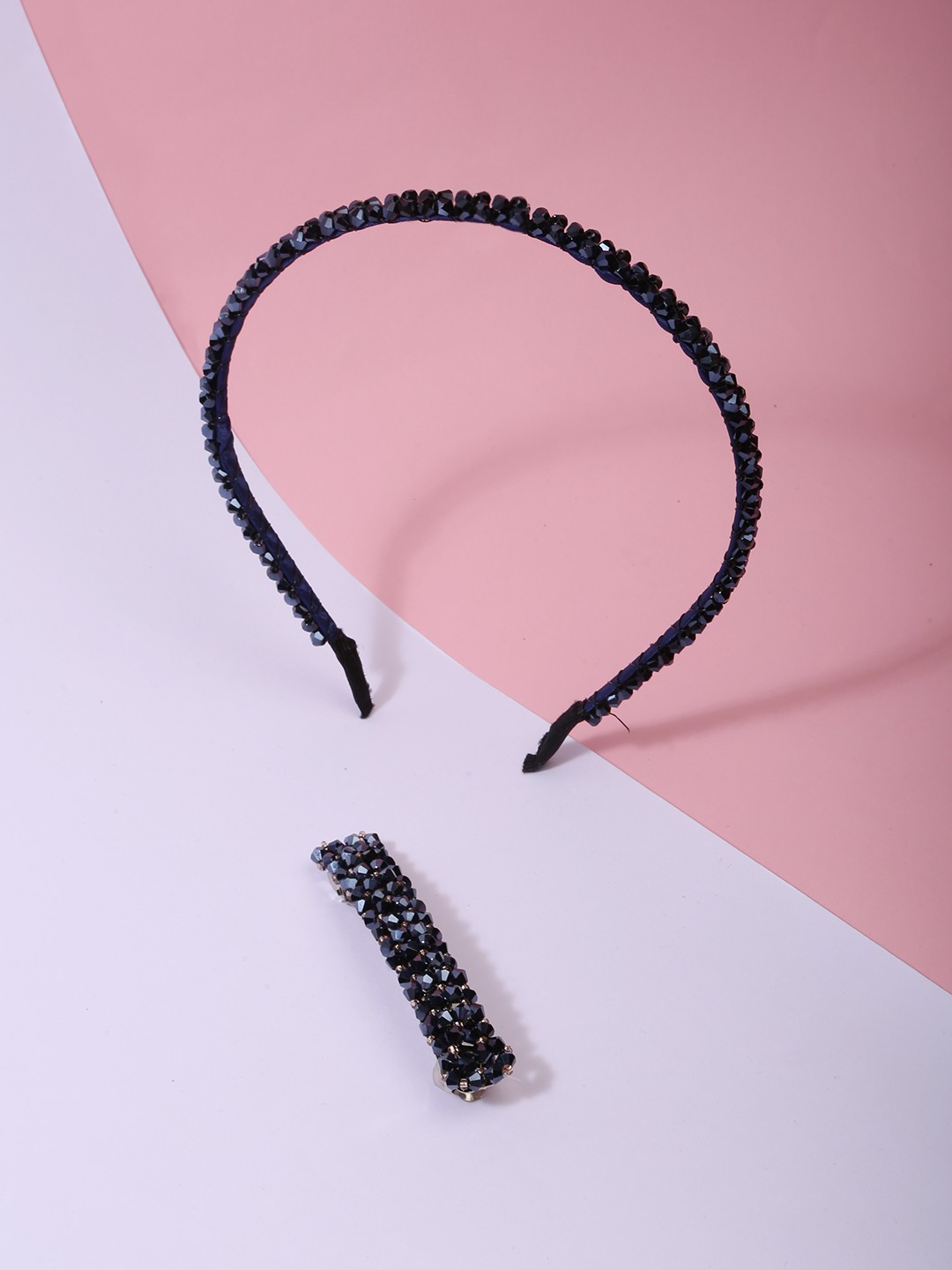 Pack of 2 beaded hair barette and hairband set