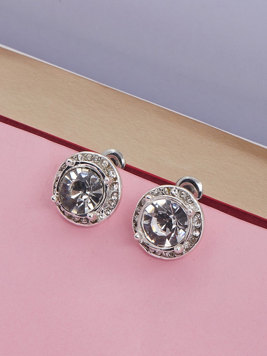Silver statement crystal stud earrings