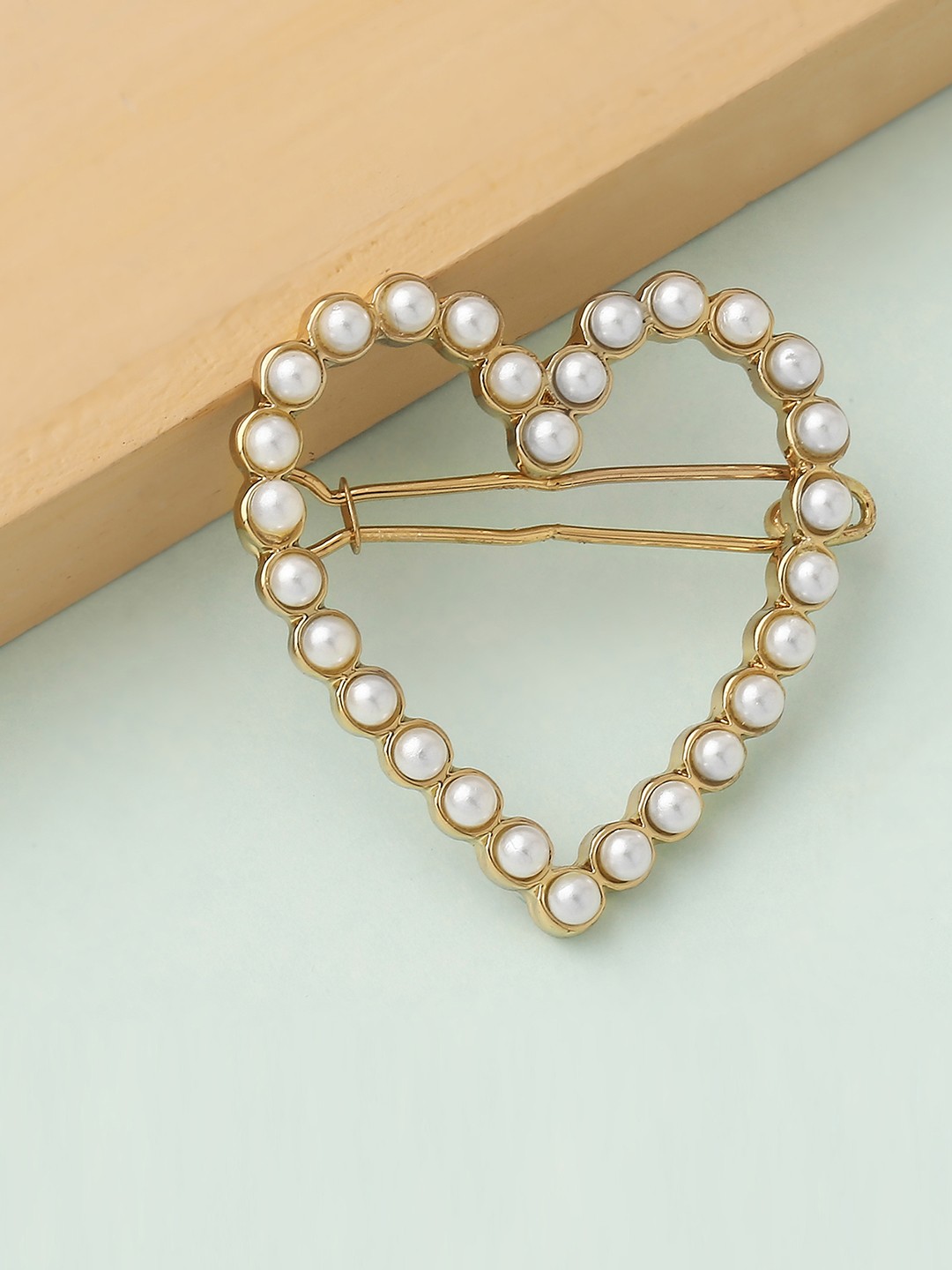 Heart Shape Pearl encrusted bump it hair Clip