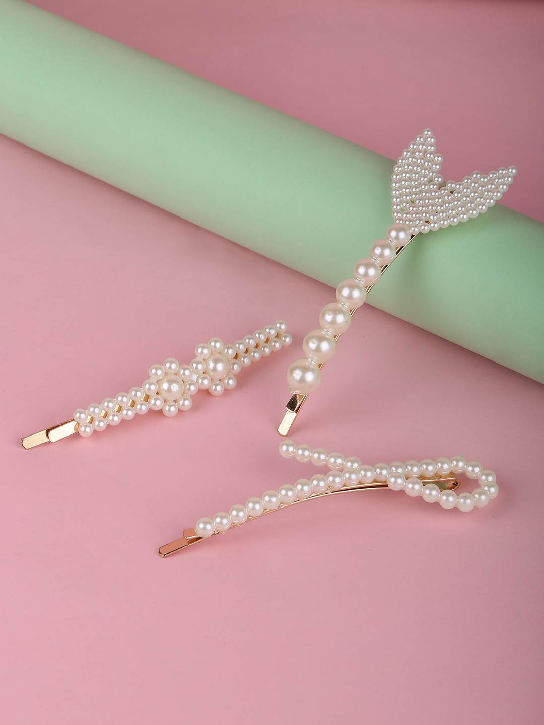 pack of 3 mermaid tail pearl encrusted bobby pin set