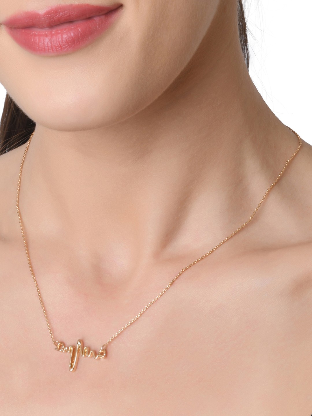 Gold toned chain with heartbeat charm